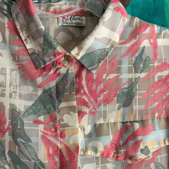 D’Allairds Tropical Print Short Sleeve Blouse L - Picture 15 of 16